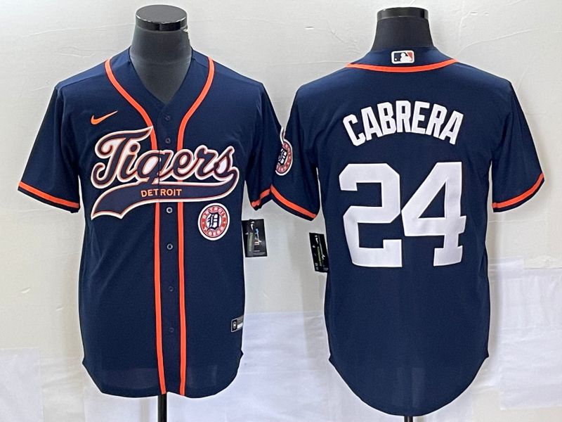 Men Detroit Tigers 24 Cabrera Blue Joint Name 2025 Nike MLB Jersey style 1